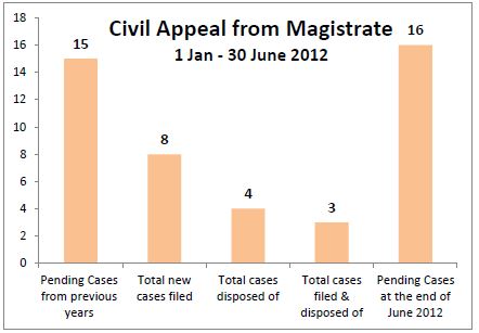 Graph of civil appeal cases from magistrates court